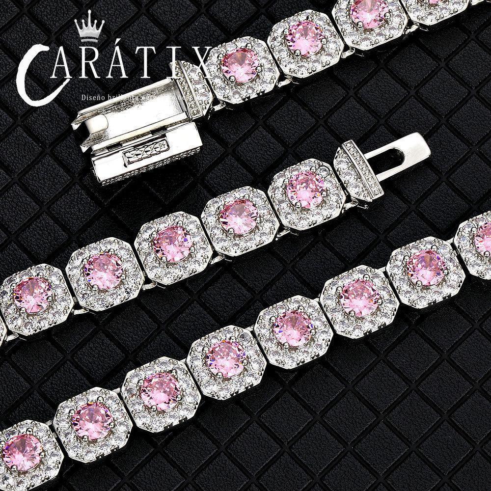 CARÁTIX 12mm Blue CZ Cluster Tennis Chain – Silver-Plated Jumbo Square Cubic Zirconia Necklace for Men - CaratixJewelry